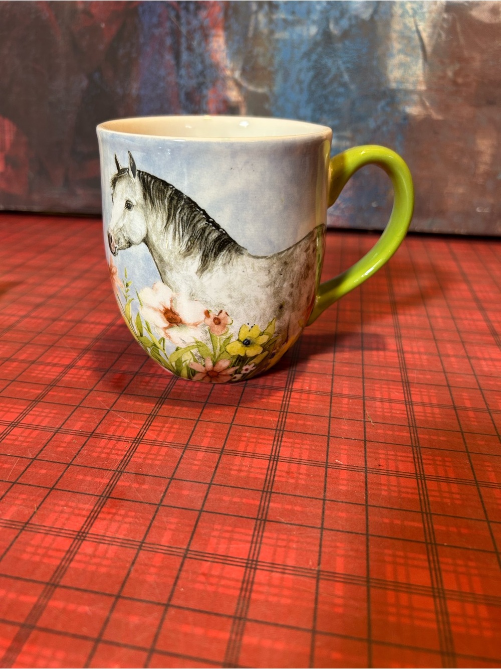 Cracker Barrel Susan Winget Horse & Wildflowers Mug 5” Stoneware Coffee Cup
